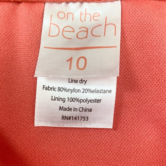 ON THE BEACH Shirred Sweetheart Neckline Salmon Pink Halter Tankini Set Size 10 - Picture 11 of 14